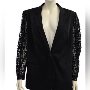 Jessica London Black Lace Blazer Suit Jacket